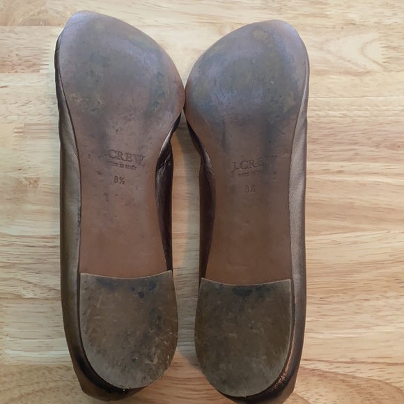 J Crew Metallic Leather Ballet Flats with Bow Accent - Picture 12 of 16